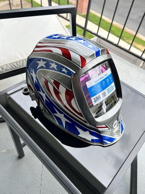 Casco Miller de oscurecimiento automático, digital, diseño de estrellas y rayas