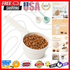 Durable 1/2 Cup Pet Food Scoop with Ergonomic Handle - Dishwasher Safe, White