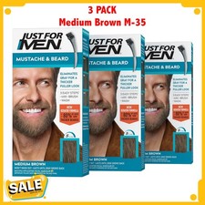 Just For Men M-35 MEDIUM BROWN Mustache Beard Brush In 3 pack Blue