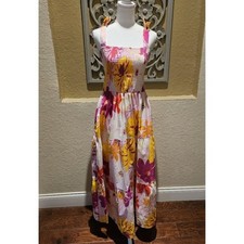 City Chic Vintage 1970's Size 12 Midi Pink Floral Tiered Boho Coquette Garden