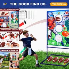 Inflatable Football Toss Game Set with 4 Balls - Outdoor Sports Fun for Kids