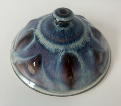 #ad #ad Bill Campbell Pottery Oil Lamp Brown Blue Cream Drip Glaze Bud Vase Signed $25.00