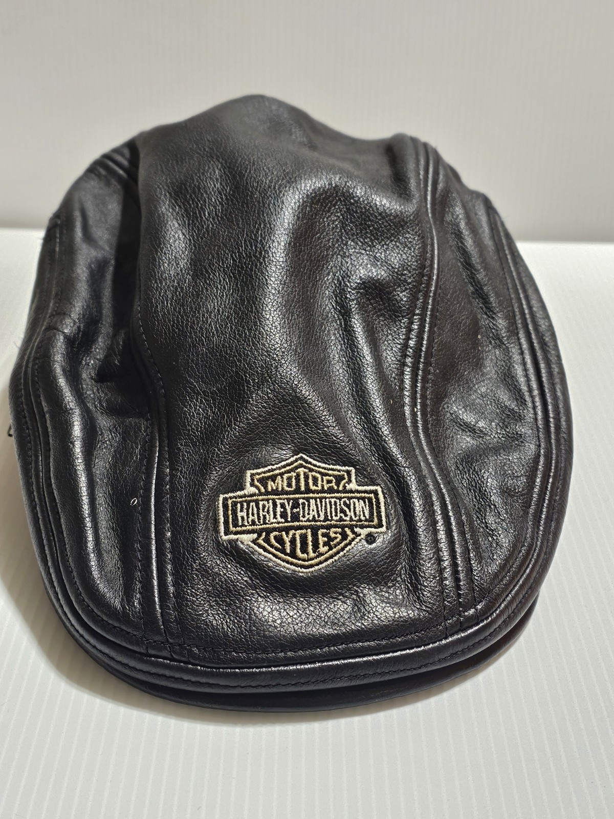 Harley Davidson Cap With Front And Back Embroidering And Side Zipper XL Leather