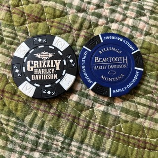 Lot of 2 Harley Davidson Poker Chips Montana Billings & Missoula MT