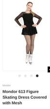 Mondor Figure Ice Skating 613 Girls Black Dress 10-12 Tiered Mesh NWT Canada $96