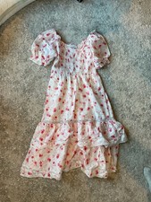 LOVE SHACK FANCY Target Cosette White Floral Ruffle Midi Dress Medium