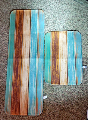 rugs 2 Faux Wooden Plank Rugs New 15.5x23.5 &  15.5x46.5 Polyester. Nonslip Back