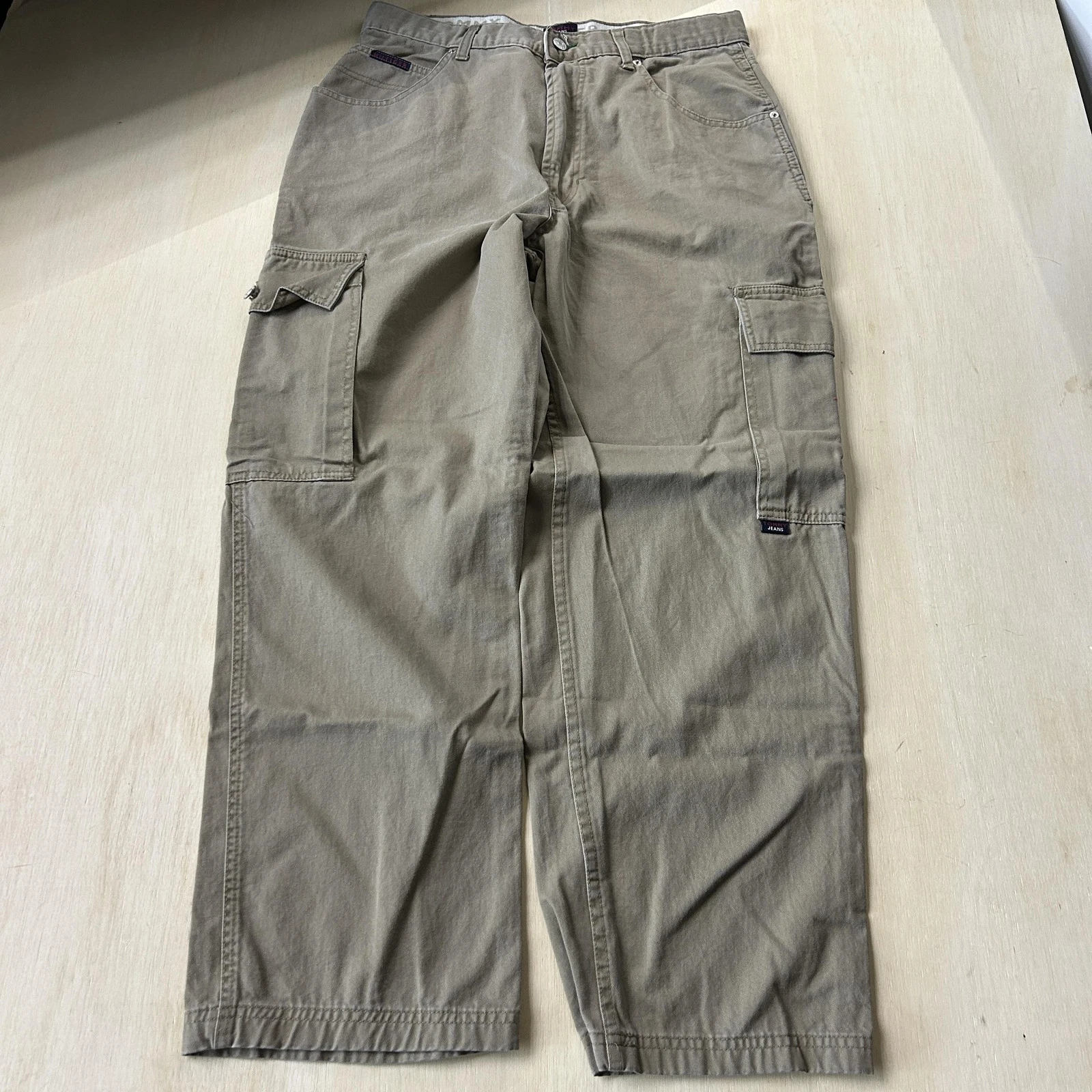 Y2K Tommy Hilfiger Pants Mens 34x30 Beige Cargo Canvas Regular Fit Straight Leg