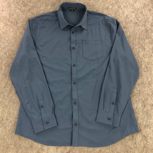 Industry Button Up Shirt Men XL Blue Performance Long Sleeve Stretch Lightweight - Picture 2 of 12