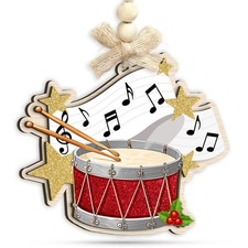 Red Drum Christmas Ornament - Wooden Drummer Ornaments Hang Xmas Tree, Holida...