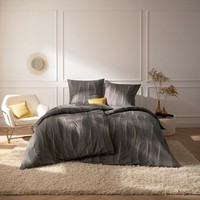 Estella Mako Jersey BettwäSche 135X200 Caja Anthrazit Braun Ocker Wellen 6506-92