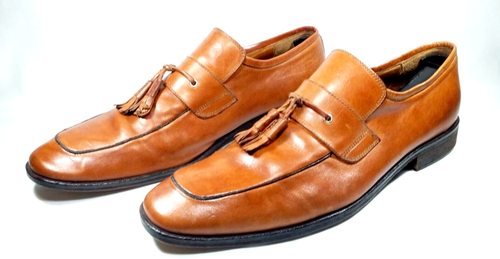 JOHNSTON & MURPHY scarpa elegante mocassino punta grembiule marrone uomo taglia 11 ADATTA taglia 12,5 - Foto 2 di 15