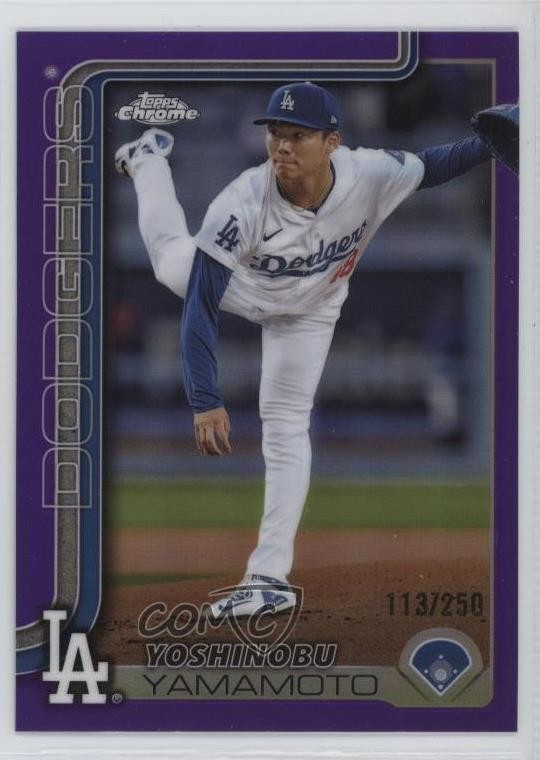 2025 Topps Chrome Purple Refractor 113/250 Yoshinobu Yamamoto #179 ow1