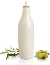 Matte Ceramic Olive Oil Dispenser Bottle 17oz Kitchen EVOO Vinegar Beige