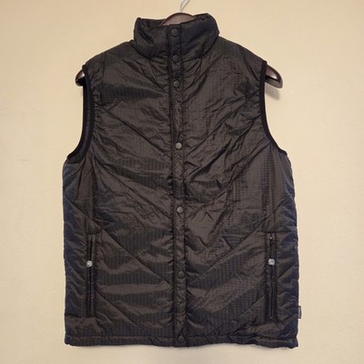 Stussy Puffer Vest Small Black Nylon Snap Houndstooth