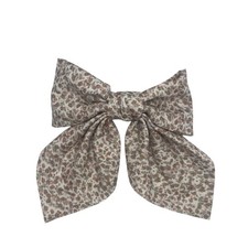 Handmade Floral Hair Bow Barrette Clip Large Neutral Beige Brown Boutique Style