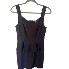 Forever 21 Black Sleeveless Square Neck Peplum Sheath Dress Size S Cocktail Work