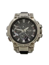 CASIO G-SHOCK Solar Analog Silver Black Rubber Watch Excellent JAPAN