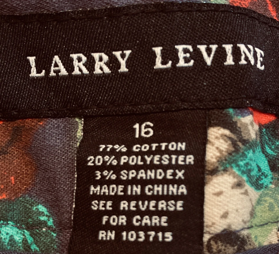 Pantalones capri florales para mujer Larry Levine talla 16, 38" cintura, 20" entrepierna Foto 3 de 4