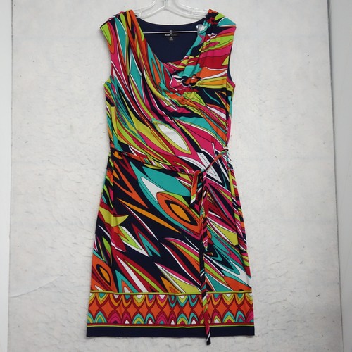 Ronni Nicole Sheath Dress Women Size 10 Multicolor Abstract Sleeveless Polyester