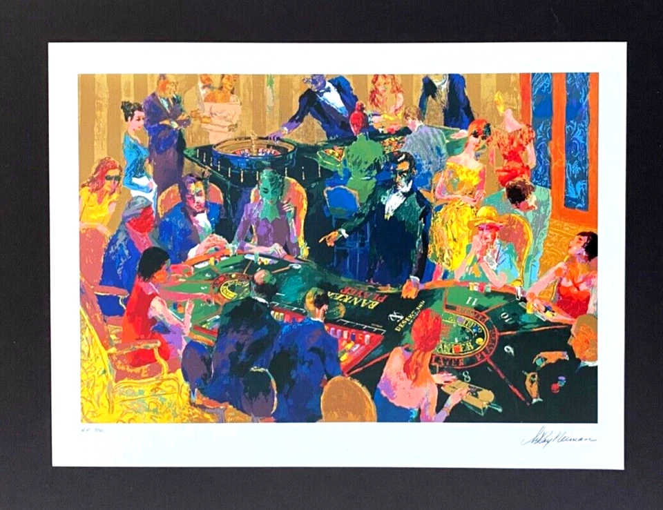 Arte Pop Firmado LeRoy Neiman "CASINO NIGHT" Montado y Enmarcado en un Nuevo 11x14 Foto 2 de 3