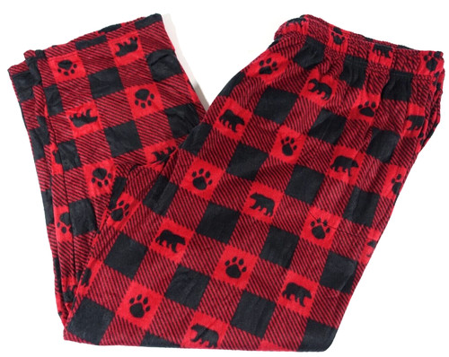 Cuddl Duds Sleep Pants Men 3XLT Microfleece Cozy Pajama Bear Red Buffalo