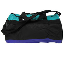 Black Teal Purple Duffle Bag Small w/ Shoulder Strap Handles Nylon Vtg 1980s