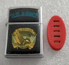 Vintage Cigarette Lighter Anamel U.S.Army with Flints
