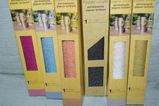 Crafters Square 6 Glitter Permanent Vinyl Paper Rose Gold Silver Black Blue Pink