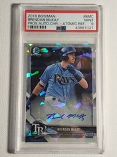 2018 Bowman Chrome Brendan McKay Atomic Refractor /100 Autograph Rays Auto PSA 9