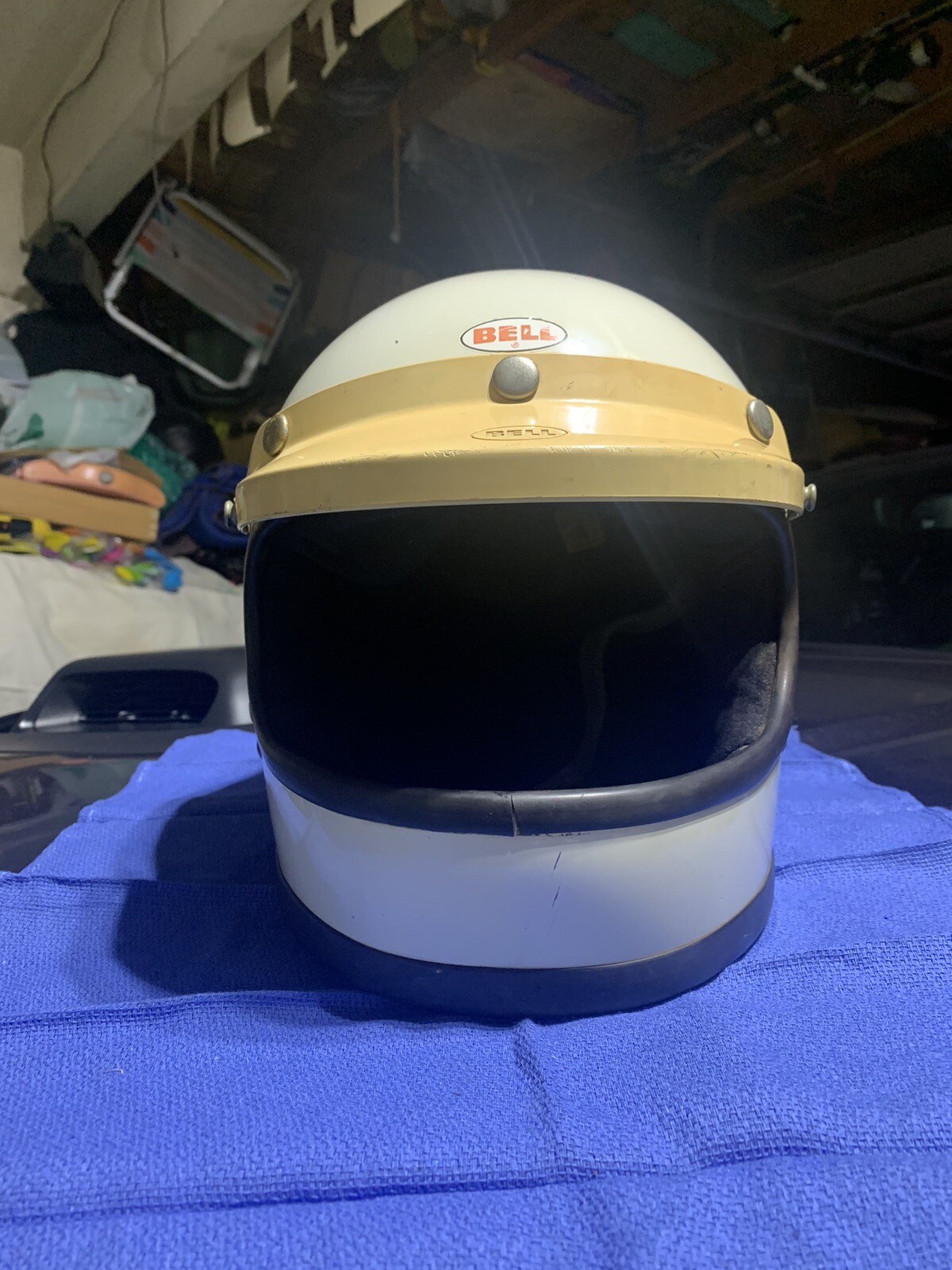 Vintage Bell Star 120 Motorcycle Helmet 7 1/4 58cm w/ Visors White