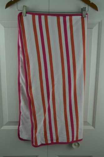 Old Navy Pink White Orange Stripes Baby Blanket Security Lovey Fleece Cotton - Picture 5 of 8