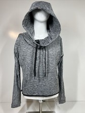 NWT TheFreeYoga Gray Athletic Workout Quarter Zip Hooded Jacket Womens SZ M