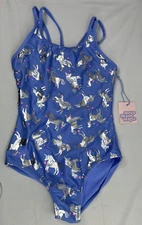 More than Magic Girls Blue Unicorn One-Piece Bathing Suit - Large (10/12)