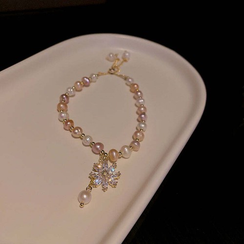 Daisy Charm Real Fresh Water Pearl Gold Bead Bracelets Gift - Picture 8 of 11