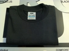 6 NEW PROCLUB COMFORT PLAIN T-SHIRT BLANK BLACK TEE PRO CLUB S-3XL 6PC