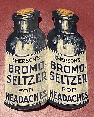 ANTIQUE ADVERTISING DIE CUT SEWING NEEDLE CASE: BROMO-SELTZER EARLY VERSION
