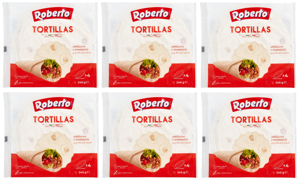 6X Roberto Tortillas,Packung 240G,Jede Packung EnthäLt 4 WeißE Weizentortillas-image