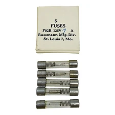 BUSSMAN FUSE F02B125V7A NEW OLD STOCK NOS UNUSED BOX OF 5pcs