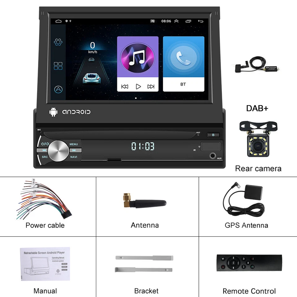 Mit DAB+ Android 15 7" Autoradio MP5 GPS Navi Bluetooth WIFI USB FM AUX-in 1 Din - Bild 3 von 4