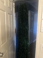 Fashion Nova  Sequin Maxi Dress Green Size Small Mesh Back Side Slit