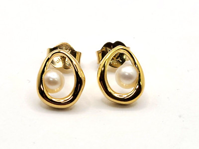 Pandora Oval Shaped & Treated Cultured Pearl Stud Earrings 263295C01 | eBay