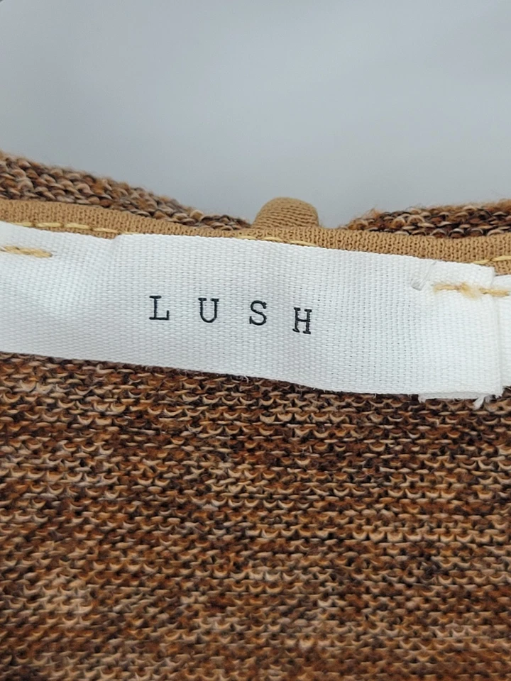 Suéter Lush Anthropologie Mujer Pequeño Marrón Con Capucha Recortado Suave Playa Boho Foto 3 de 4