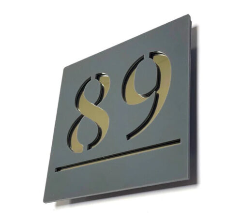 Door Sign Plaque Laser Cut Personalised Grey Floating House Numbers Plaques Sign - Picture 15 of 16