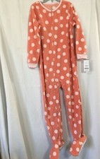 New Carter's Kid Girls 1-Piece Peachy Pink Dots Fleece Footie Pajamas many sizes