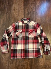 Original Weatherproof Vintage Long Sleeve Flannel Zip Up Shirt Jac Mens Large