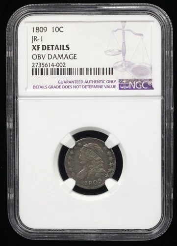 1809 CAPPED BUST DIME 10C NGC XF DETAILS JR-1 (14002)