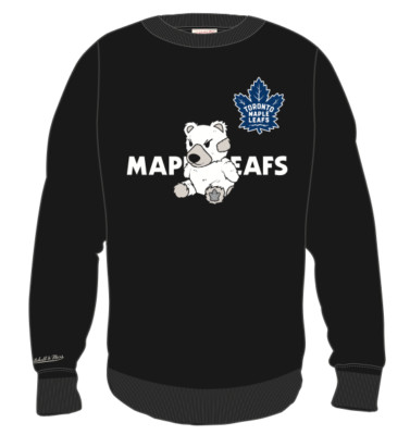 Toronto Maple Leafs Mitchell & Ness Plush Bear Doll Crew Neck Pullover - Black