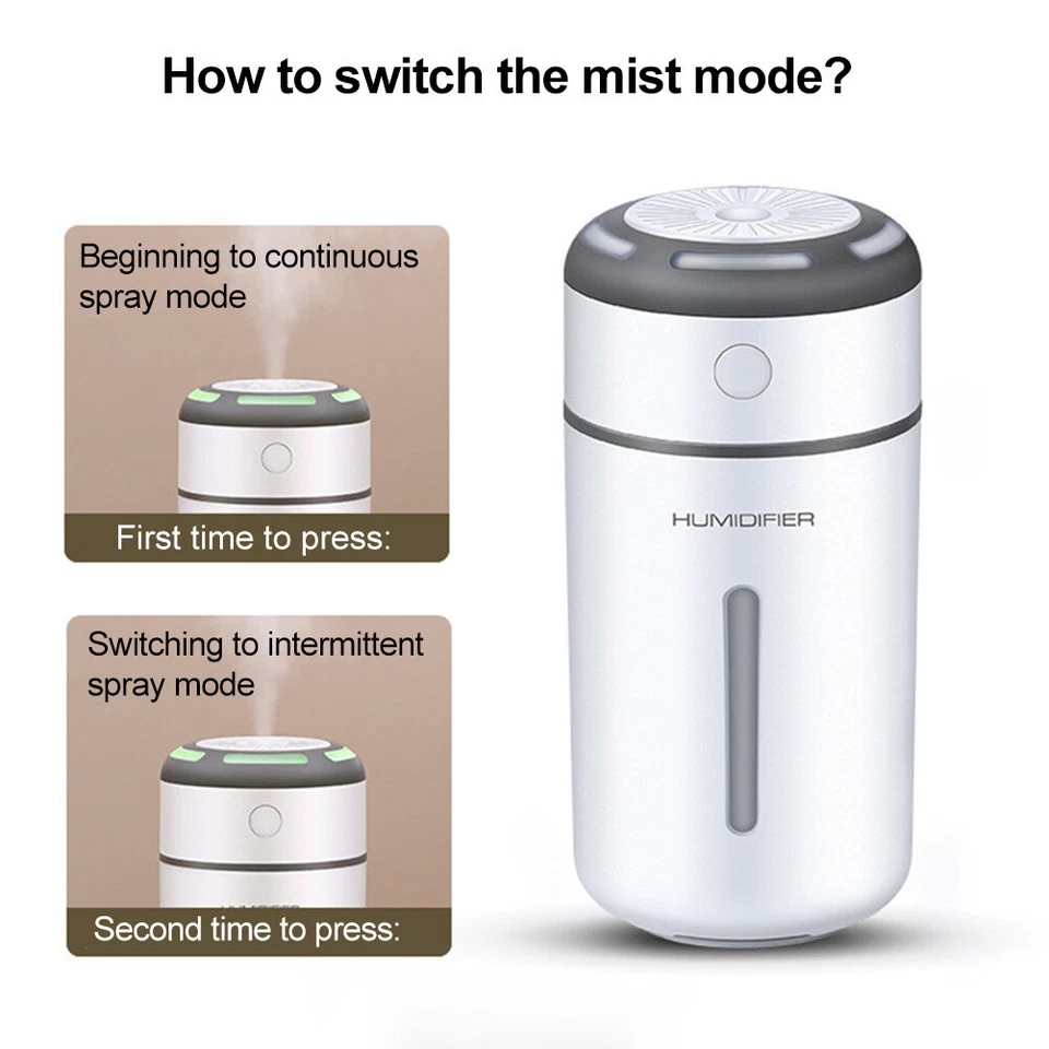 Portable LED Humidifier Car Air Purifier Aroma Diffuser Cool Mist USB Mini - image 4 of 4