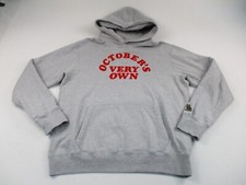 OVO October  s Very Own Drake Men  s Gray Center Logo Drawstring Hoodie XL